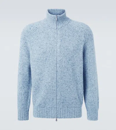 Brunello Cucinelli Zip-up Cashmere Cardigan In Blue