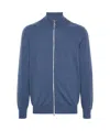 Brunello Cucinelli Virgin Wool Bomber Jacket In Blue