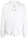Brunello Cucinelli Light Grey Cotton Zipped Hoodie In Weiss