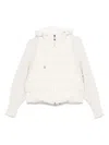 Brunello Cucinelli Cream-colored Short Down Jacket With Knitted Sleeves