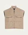 Brunello Cucinelli Zip-up Fluid Double Face Wool Vest In Gray