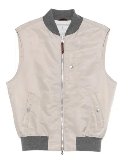 Brunello Cucinelli Zip-up Gilet In Neutral