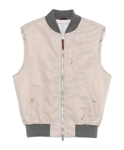 Brunello Cucinelli Zip-up Gilet In Neutral