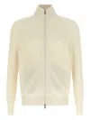Brunello Cucinelli Zip Cardigan Sweaters And Cardigans White In Yellow