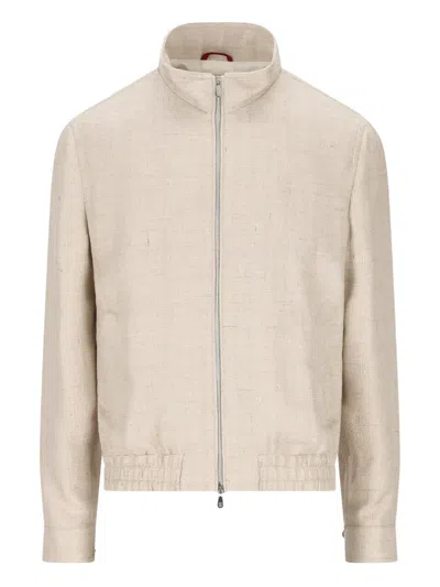 Brunello Cucinelli Zip-up High-neck Jacket In Neutral