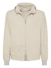 Brunello Cucinelli Sweatshirt With Hood And Zipper In Sand