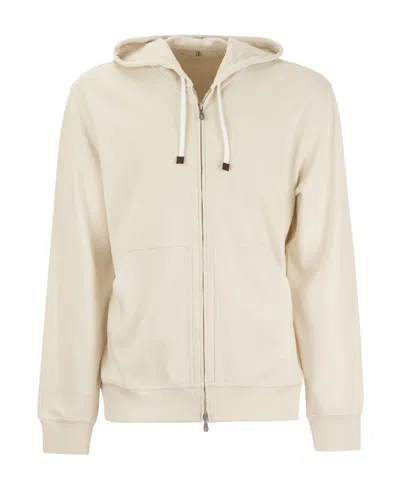 Brunello Cucinelli Zip-up Hooded Sweatshirt In White