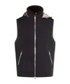 Brunello Cucinelli Sleeveless Hooded Down Jacket Side Zip Pockets In Black