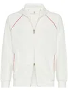Brunello Cucinelli Hooded Zip-up Sweatshirt In 白色