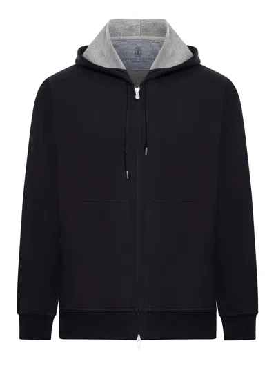 Brunello Cucinelli Zip-up Hoodie In Black