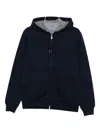 Brunello Cucinelli Navy Blue Zip-up Hoodie  In Blue