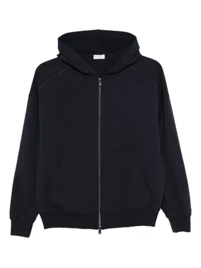Brunello Cucinelli Cotton Hoodie Long Sleeves Front Pockets In Blue