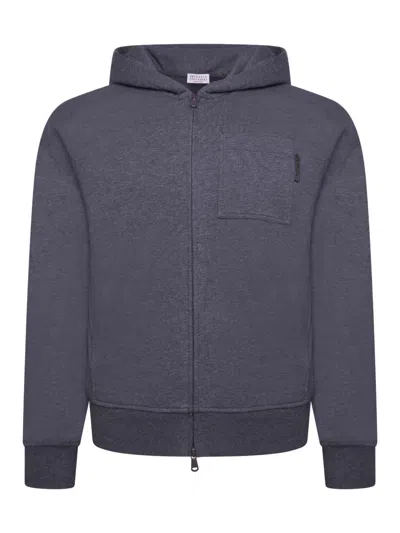 Brunello Cucinelli Zip-up Hoodie Sweatshirt Grey