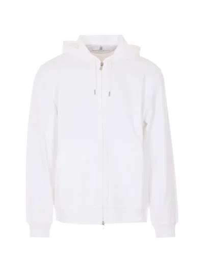Brunello Cucinelli White Zip Hoodie With Zip Closure