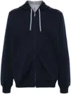 Brunello Cucinelli Zip-up Hoodie With Contrast Lining And Pockets In Blue