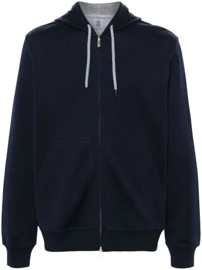 BRUNELLO CUCINELLI BRUNELLO CUCINELLI ZIP-UP HOODIE WITH CONTRAST LINING AND POCKETS