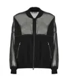 Brunello Cucinelli Black Organza Shiny Trims Bomber Jacket In Black