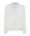 Brunello Cucinelli Cashmere-terry Cotton Zip-up Hoodie In White