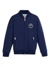 Brunello Cucinelli Zip-up Logo-patch Bomber Jacket In Blue