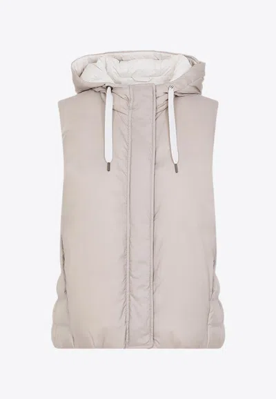 Brunello Cucinelli Zip-up Puffer Vest In Beige