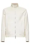 Brunello Cucinelli Ivory Nappa Leather Reversible Bomber Jacket In White/neutrals
