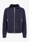 Brunello Cucinelli Padded Jacket In Mutton Leather And Cashmere In Blue