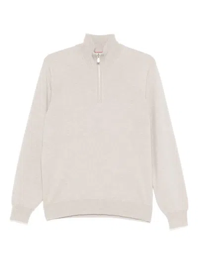 Brunello Cucinelli Zip-up Sweater In Neutral