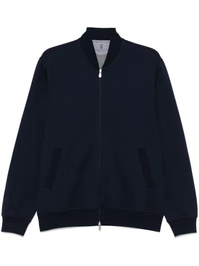 Brunello Cucinelli Zip-up Sweatshirt In Blue