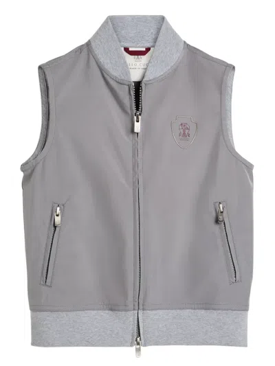 Brunello Cucinelli Kids' Zip-up Waistcoat In 灰色