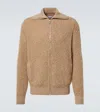Brunello Cucinelli Ribbed Wool And Cashmere-blend Zip-up Cardigan In Medium Brown