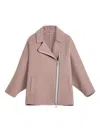 Brunello Cucinelli Zip-up Wool Biker Jacket In Pink