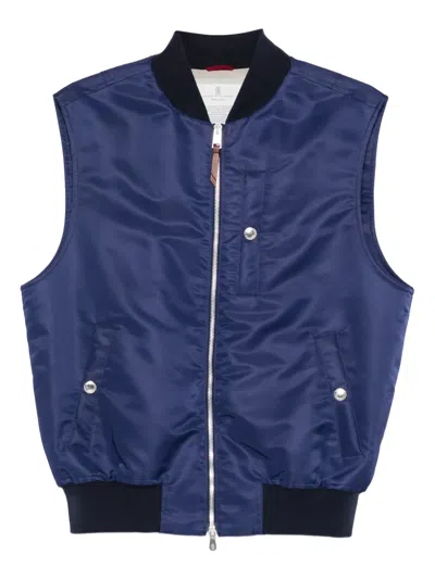 Brunello Cucinelli Zip-uppadded Gilet In Blue