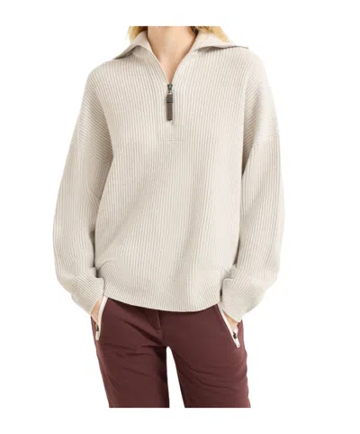 Brunello Cucinelli Zip-collar Sweater In Neutral