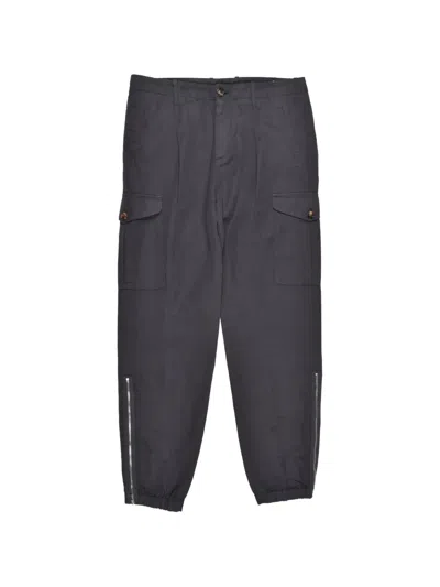 Brunello Cucinelli Zip-detail Cargo Tapered Trousers In Gray