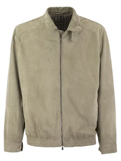 Brunello Cucinelli Zipped Bomber Jacket In Beige