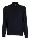 Brunello Cucinelli Zipped High Collar Cashmere Sweater In Dark Blue