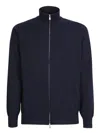 Brunello Cucinelli Cashmere High Neck Zip-up Cardigan In Blue