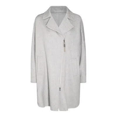 Brunello Cucinelli Zipped Long Coat In Grey