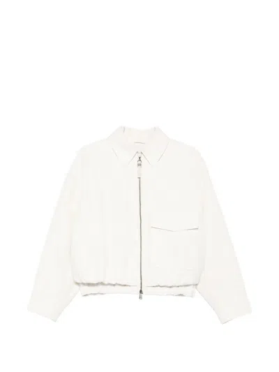 Brunello Cucinelli Zipped Pocketed Bomber Jacket In Neutral