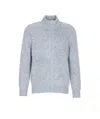 Brunello Cucinelli Cashmere Stand-up Collar Cardigan With Textured Knit In Blue