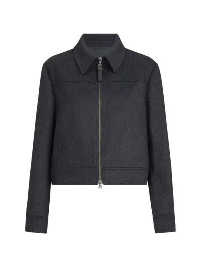 Brunello Cucinelli Zipped Wool Jacket In Gray