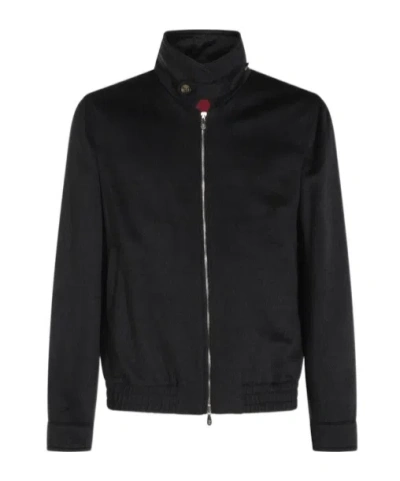 Brunello Cucinelli Zipper Beaver Cloth Bomber Jacket In Black