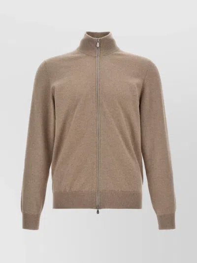BRUNELLO CUCINELLI ZIPPER CARDIGAN HIGH COLLAR