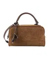 Brunello Cucinelli Foulard Small Suede Tote Bag In Brown