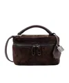 Brunello Cucinelli Suede Shoulder Bag With Padlock In Brown