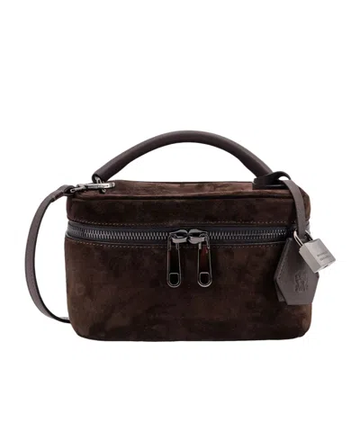 Brunello Cucinelli Zipper Shoulder Bag In Brown