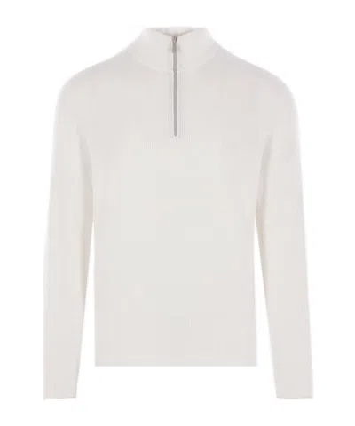 Brunello Cucinelli Zipper Sweater In White