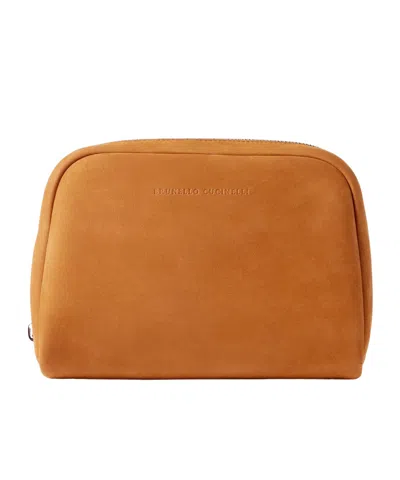 Brunello Cucinelli Zipper Toiletry Bag In Brown
