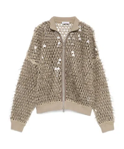 Brunello Cucinelli Zippered Casual Jacket In Nude