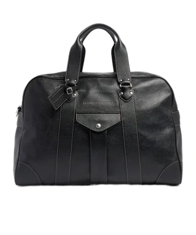 Brunello Cucinelli Leather Duffle Bag In Black